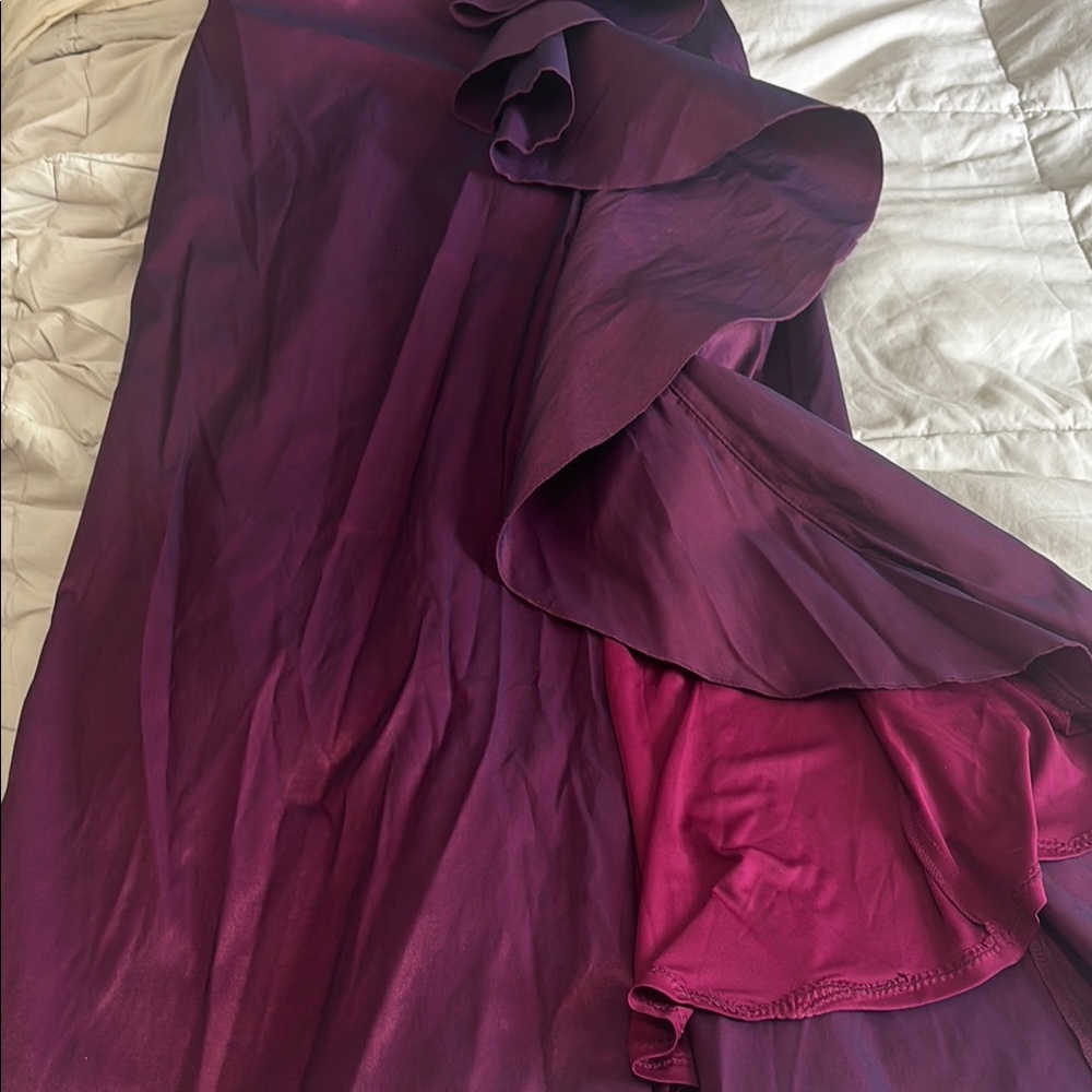 Tadashi Shoji Red Maxi A-Line dress Asymmetrical Ruffled